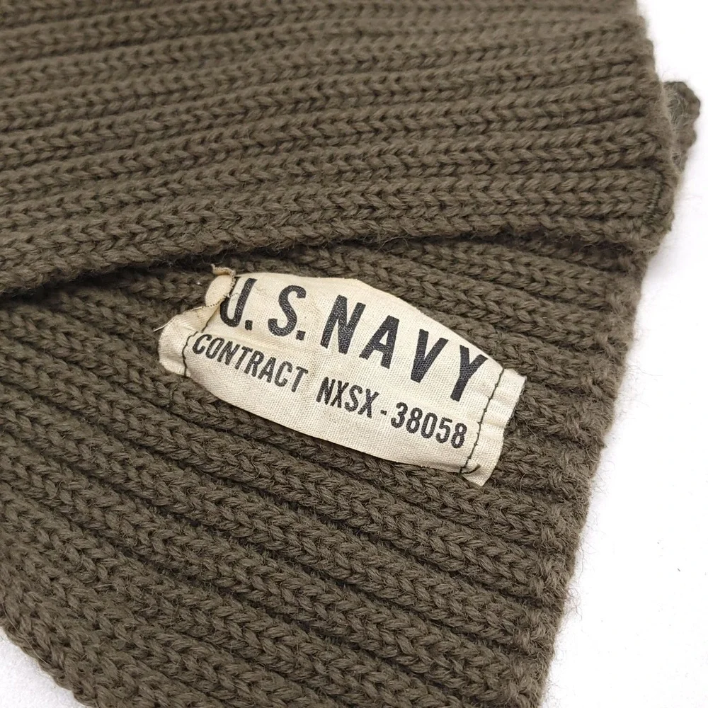 Vintage US Navy Wool Balaclava Face Mask Olive Drab Green NXSX-38058 USN Hood